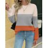 imageZeagoo Womens Fall Tops 2025 Fashion V Neck Long Sleeve Pullover Sweater SXXLWhite Gray Orange
