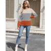 imageZeagoo Womens Fall Tops 2025 Fashion V Neck Long Sleeve Pullover Sweater SXXLWhite Gray Orange