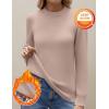 imageZeagoo Womens Fleece Sherpa Lined Sweater Mock Neck Long Sleeve Thermal Shirt 2025 Fall Winter Fuzzy Knit Jumper Tops SXXLKhaki