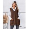 imageZeagoo Womens Sweater Vest 2025 Oversized Sleeveless V Neck Pullovers with Pocket Knitted Fall OutfitsBrown