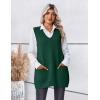 imageZeagoo Womens Sweater Vest 2025 Oversized Sleeveless V Neck Pullovers with Pocket Knitted Fall OutfitsGreen