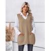 imageZeagoo Womens Sweater Vest 2025 Oversized Sleeveless V Neck Pullovers with Pocket Knitted Fall OutfitsKhaki