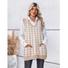 imageZeagoo Womens Sweater Vest 2025 Oversized Sleeveless V Neck Pullovers with Pocket Knitted Fall OutfitsKhaki Houndstooth