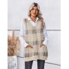 imageZeagoo Womens Sweater Vest 2025 Oversized Sleeveless V Neck Pullovers with Pocket Knitted Fall OutfitsKhaki Plaid