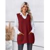 imageZeagoo Womens Sweater Vest 2025 Oversized Sleeveless V Neck Pullovers with Pocket Knitted Fall OutfitsWine Red