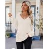 imageZeagoo Womens Sweaters Fall 2025 Long Sleeve Knit Pullover V Neck Lightweight Crochet Sweater Tops Dressy CasualBeige