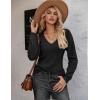 imageZeagoo Womens Sweaters Fall 2025 Long Sleeve Knit Pullover V Neck Lightweight Crochet Sweater Tops Dressy CasualBlack