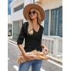 imageZeagoo Womens Sweaters Fall 2025 Long Sleeve Knit Pullover V Neck Lightweight Crochet Sweater Tops Dressy CasualBlack