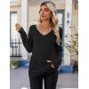 imageZeagoo Womens Sweaters Fall 2025 Long Sleeve Knit Pullover V Neck Lightweight Crochet Sweater Tops Dressy CasualBlack