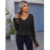imageZeagoo Womens Sweaters Fall 2025 Long Sleeve Knit Pullover V Neck Lightweight Crochet Sweater Tops Dressy CasualBlack
