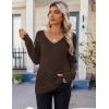 imageZeagoo Womens Sweaters Fall 2025 Long Sleeve Knit Pullover V Neck Lightweight Crochet Sweater Tops Dressy CasualBrown