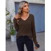 imageZeagoo Womens Sweaters Fall 2025 Long Sleeve Knit Pullover V Neck Lightweight Crochet Sweater Tops Dressy CasualBrown