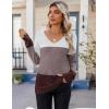 imageZeagoo Womens Sweaters Fall 2025 Long Sleeve Knit Pullover V Neck Lightweight Crochet Sweater Tops Dressy CasualColorblock Jh284