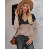 imageZeagoo Womens Sweaters Fall 2025 Long Sleeve Knit Pullover V Neck Lightweight Crochet Sweater Tops Dressy CasualColorblock Jh395