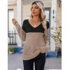 imageZeagoo Womens Sweaters Fall 2025 Long Sleeve Knit Pullover V Neck Lightweight Crochet Sweater Tops Dressy CasualColorblock Jh395