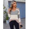 imageZeagoo Womens Sweaters Fall 2025 Long Sleeve Knit Pullover V Neck Lightweight Crochet Sweater Tops Dressy CasualColorblock Jh537