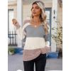 imageZeagoo Womens Sweaters Fall 2025 Long Sleeve Knit Pullover V Neck Lightweight Crochet Sweater Tops Dressy CasualColorblock Jh537