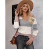 imageZeagoo Womens Sweaters Fall 2025 Long Sleeve Knit Pullover V Neck Lightweight Crochet Sweater Tops Dressy CasualColorblock Jh537