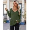 imageZeagoo Womens Sweaters Fall 2025 Long Sleeve Knit Pullover V Neck Lightweight Crochet Sweater Tops Dressy CasualGreen