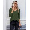 imageZeagoo Womens Sweaters Fall 2025 Long Sleeve Knit Pullover V Neck Lightweight Crochet Sweater Tops Dressy CasualGreen