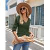 imageZeagoo Womens Sweaters Fall 2025 Long Sleeve Knit Pullover V Neck Lightweight Crochet Sweater Tops Dressy CasualGreen