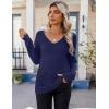 imageZeagoo Womens Sweaters Fall 2025 Long Sleeve Knit Pullover V Neck Lightweight Crochet Sweater Tops Dressy CasualNavy Blue