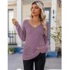imageZeagoo Womens Sweaters Fall 2025 Long Sleeve Knit Pullover V Neck Lightweight Crochet Sweater Tops Dressy CasualPurple