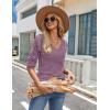 imageZeagoo Womens Sweaters Fall 2025 Long Sleeve Knit Pullover V Neck Lightweight Crochet Sweater Tops Dressy CasualPurple