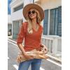 imageZeagoo Womens Sweaters Fall 2025 Long Sleeve Knit Pullover V Neck Lightweight Crochet Sweater Tops Dressy CasualRust Brown