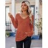 imageZeagoo Womens Sweaters Fall 2025 Long Sleeve Knit Pullover V Neck Lightweight Crochet Sweater Tops Dressy CasualRust Brown