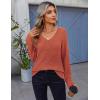 imageZeagoo Womens Sweaters Fall 2025 Long Sleeve Knit Pullover V Neck Lightweight Crochet Sweater Tops Dressy CasualRust Brown