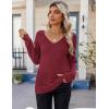 imageZeagoo Womens Sweaters Fall 2025 Long Sleeve Knit Pullover V Neck Lightweight Crochet Sweater Tops Dressy CasualWine Red