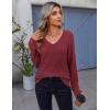 imageZeagoo Womens Sweaters Fall 2025 Long Sleeve Knit Pullover V Neck Lightweight Crochet Sweater Tops Dressy CasualWine Red