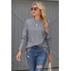imageZeagoo Womens Sweaters Loose Knit Side Button 2025 Fall Fashion Trendy Casual Pullover Tops ClothesGrey
