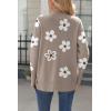imageZeagoo Womens Sweaters Loose Knit Side Button 2025 Fall Fashion Trendy Casual Pullover Tops ClothesKhaki Flower