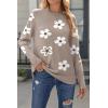 imageZeagoo Womens Sweaters Loose Knit Side Button 2025 Fall Fashion Trendy Casual Pullover Tops ClothesKhaki Flower