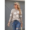 imageZeagoo Womens Sweaters Loose Knit Side Button 2025 Fall Fashion Trendy Casual Pullover Tops ClothesKhaki Flower