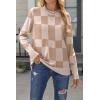 imageZeagoo Womens Sweaters Loose Knit Side Button 2025 Fall Fashion Trendy Casual Pullover Tops ClothesKhakiplaid