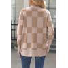 imageZeagoo Womens Sweaters Loose Knit Side Button 2025 Fall Fashion Trendy Casual Pullover Tops ClothesKhakiplaid