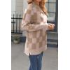 imageZeagoo Womens Sweaters Loose Knit Side Button 2025 Fall Fashion Trendy Casual Pullover Tops ClothesKhakiplaid