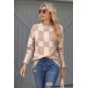 imageZeagoo Womens Sweaters Loose Knit Side Button 2025 Fall Fashion Trendy Casual Pullover Tops ClothesKhakiplaid