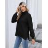 imageZeagoo Womens Turtleneck Sweater 2025 Fall Winter Chunky Knit Sweaters Casual Side Slit Pullover Jumper TopBlack