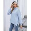 imageZeagoo Womens Turtleneck Sweater 2025 Fall Winter Chunky Knit Sweaters Casual Side Slit Pullover Jumper TopBlue