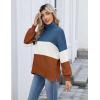 imageZeagoo Womens Turtleneck Sweater 2025 Fall Winter Chunky Knit Sweaters Casual Side Slit Pullover Jumper TopColorblock 458