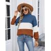 imageZeagoo Womens Turtleneck Sweater 2025 Fall Winter Chunky Knit Sweaters Casual Side Slit Pullover Jumper TopColorblock 458