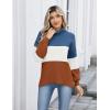 imageZeagoo Womens Turtleneck Sweater 2025 Fall Winter Chunky Knit Sweaters Casual Side Slit Pullover Jumper TopColorblock 458