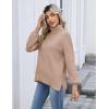 imageZeagoo Womens Turtleneck Sweater 2025 Fall Winter Chunky Knit Sweaters Casual Side Slit Pullover Jumper TopKhaki