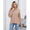 imageZeagoo Womens Turtleneck Sweater 2025 Fall Winter Chunky Knit Sweaters Casual Side Slit Pullover Jumper TopKhaki