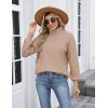 imageZeagoo Womens Turtleneck Sweater 2025 Fall Winter Chunky Knit Sweaters Casual Side Slit Pullover Jumper TopKhaki