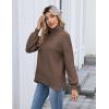 imageZeagoo Womens Turtleneck Sweater 2025 Fall Winter Chunky Knit Sweaters Casual Side Slit Pullover Jumper TopNutmeg